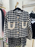 Houndstooth Print Tweed Jacket